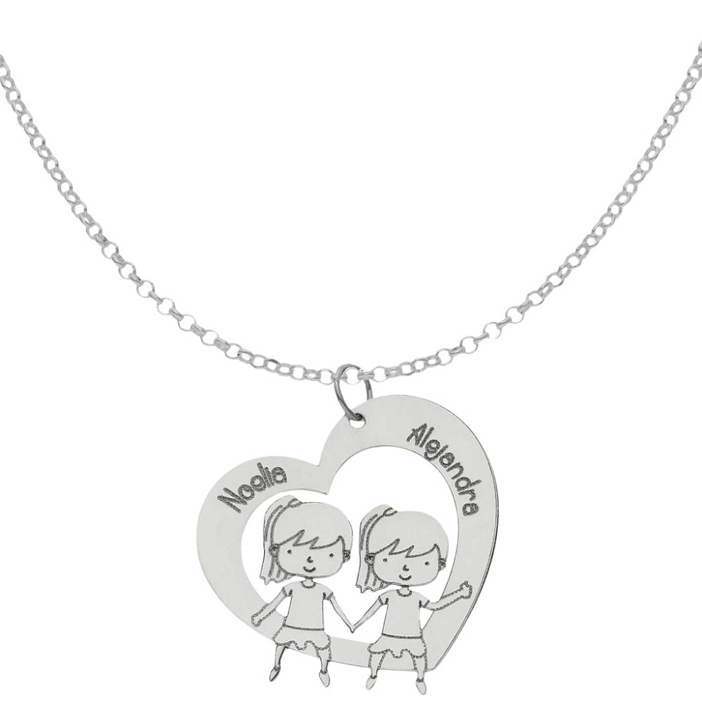 Gargantillas personalizada corazón de niñas con nombre plata 1