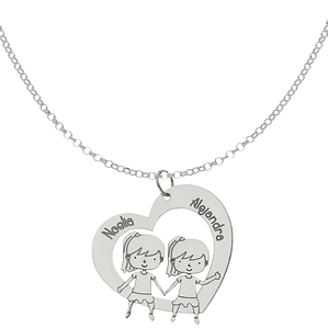 Gargantillas personalizada corazón de niñas con nombre plata