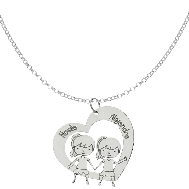 Gargantillas personalizada corazón de niñas con nombre plata 1