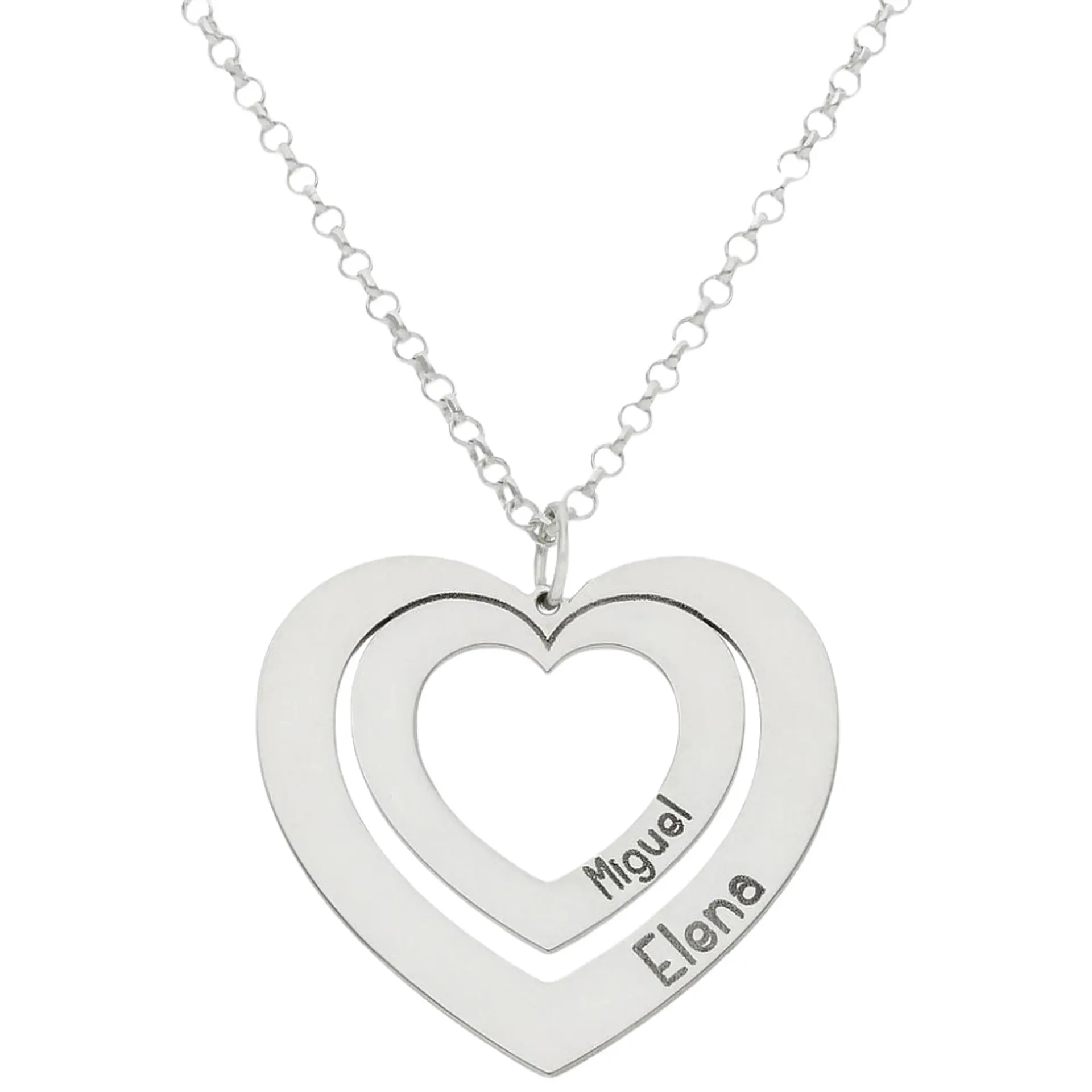 Gargantilla personalizada doble corazón y nombres plata 1