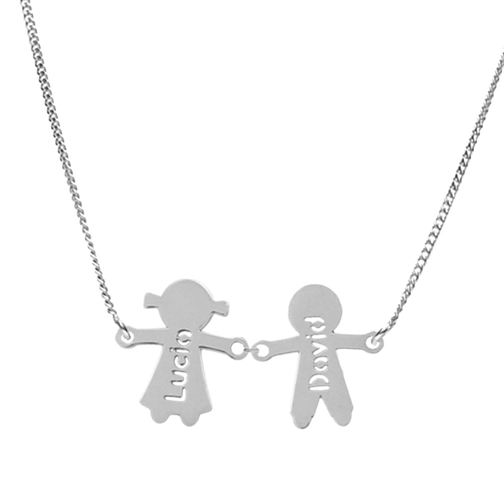 Gargantilla personalizada de pareja plata 1