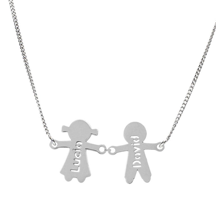 Gargantilla personalizada de pareja plata 1