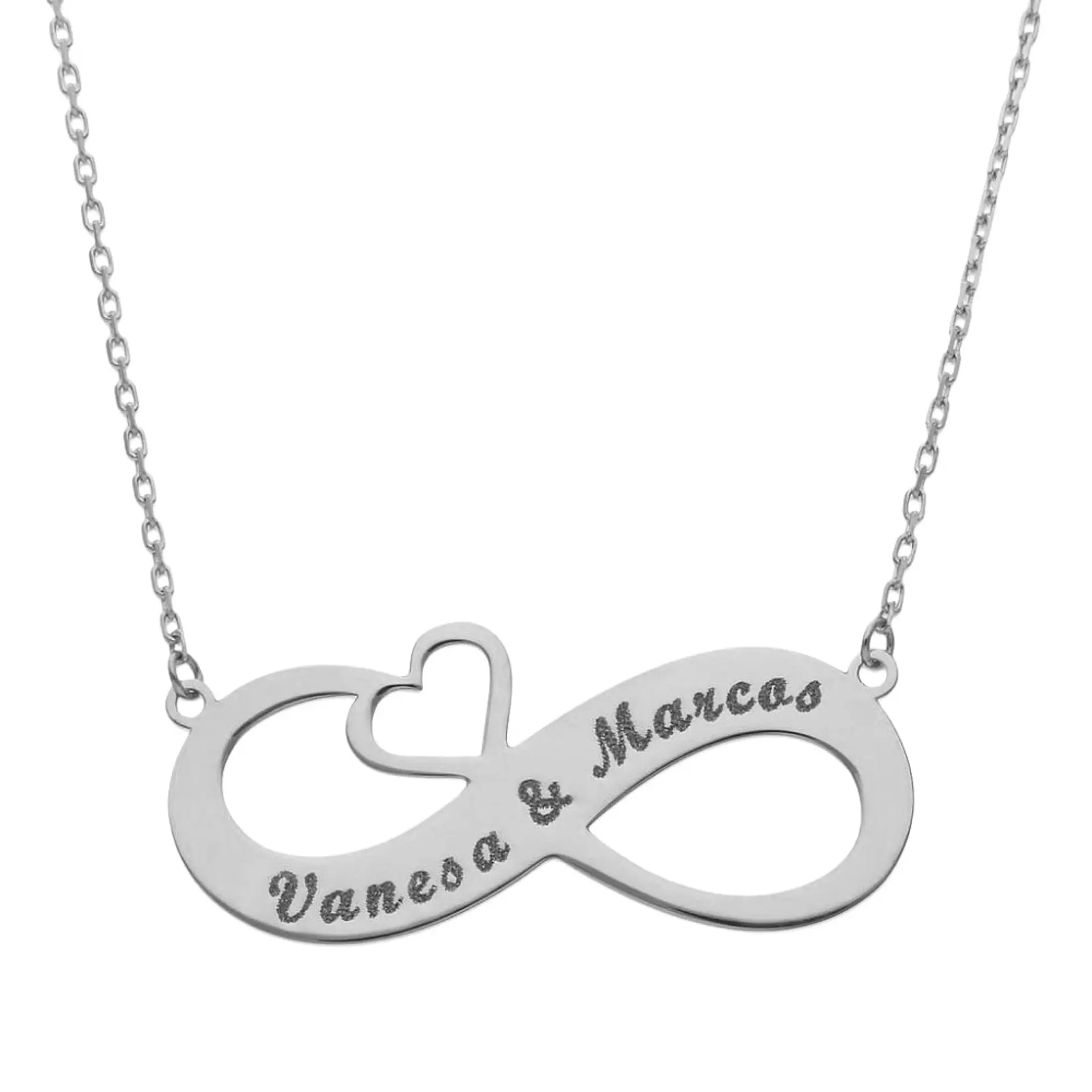 Gargantilla personalizada de infinito con nombres plata 1
