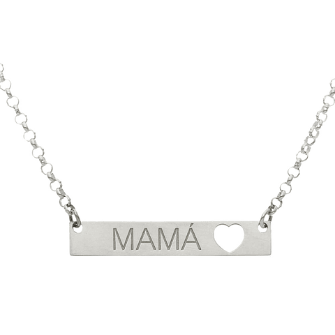 Gargantilla personalizada mamá y corazón plata
