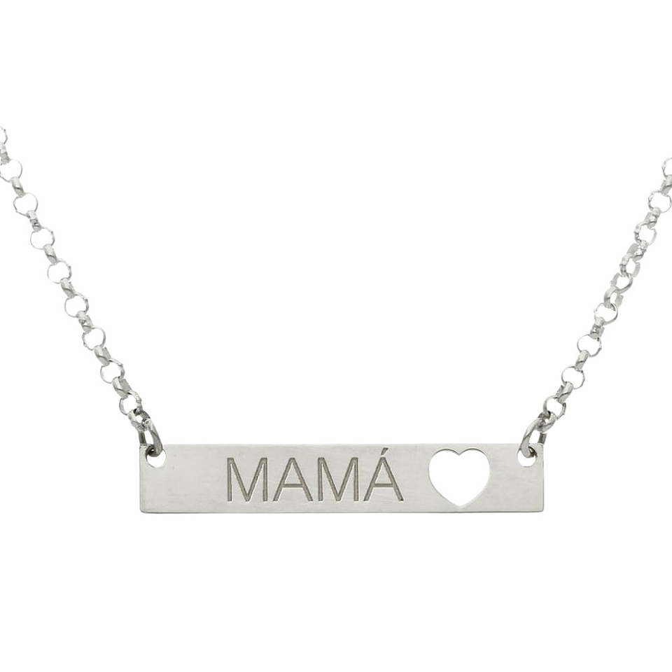 Gargantilla personalizada mamá y corazón plata 2