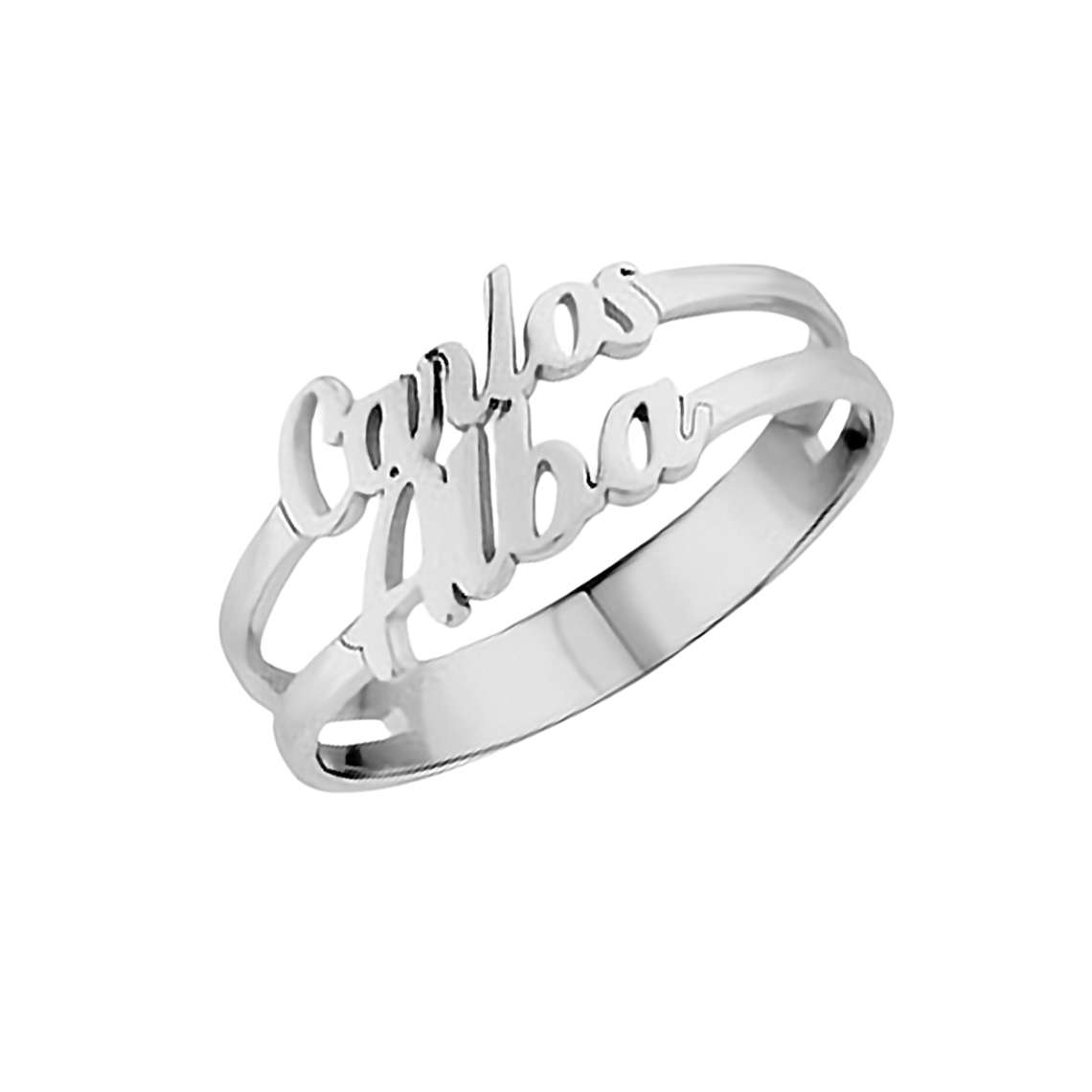 Anillo personalizado nombres en pareja plata 1
