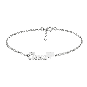 Pulsera personalizada con nombre y corazón plata
