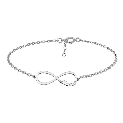 Pulsera personalizada infinito con nombre plata
