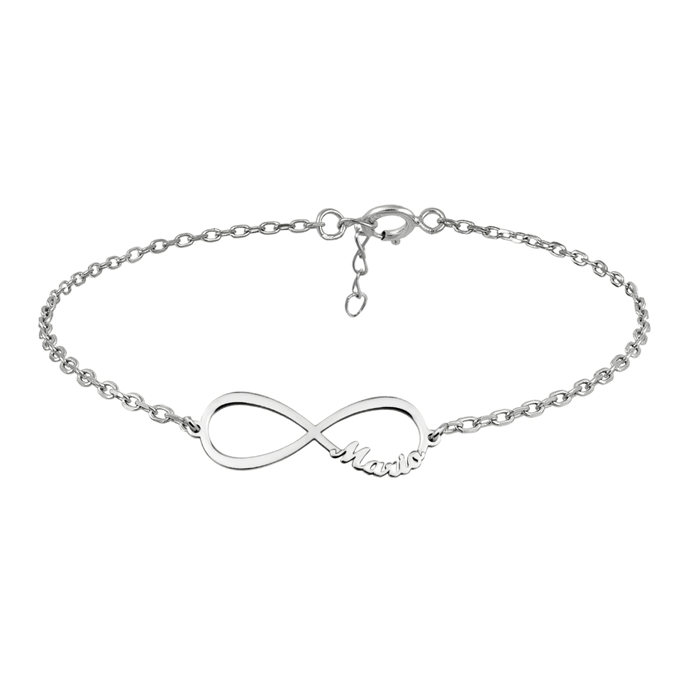Pulsera personalizada infinito con nombre plata 1
