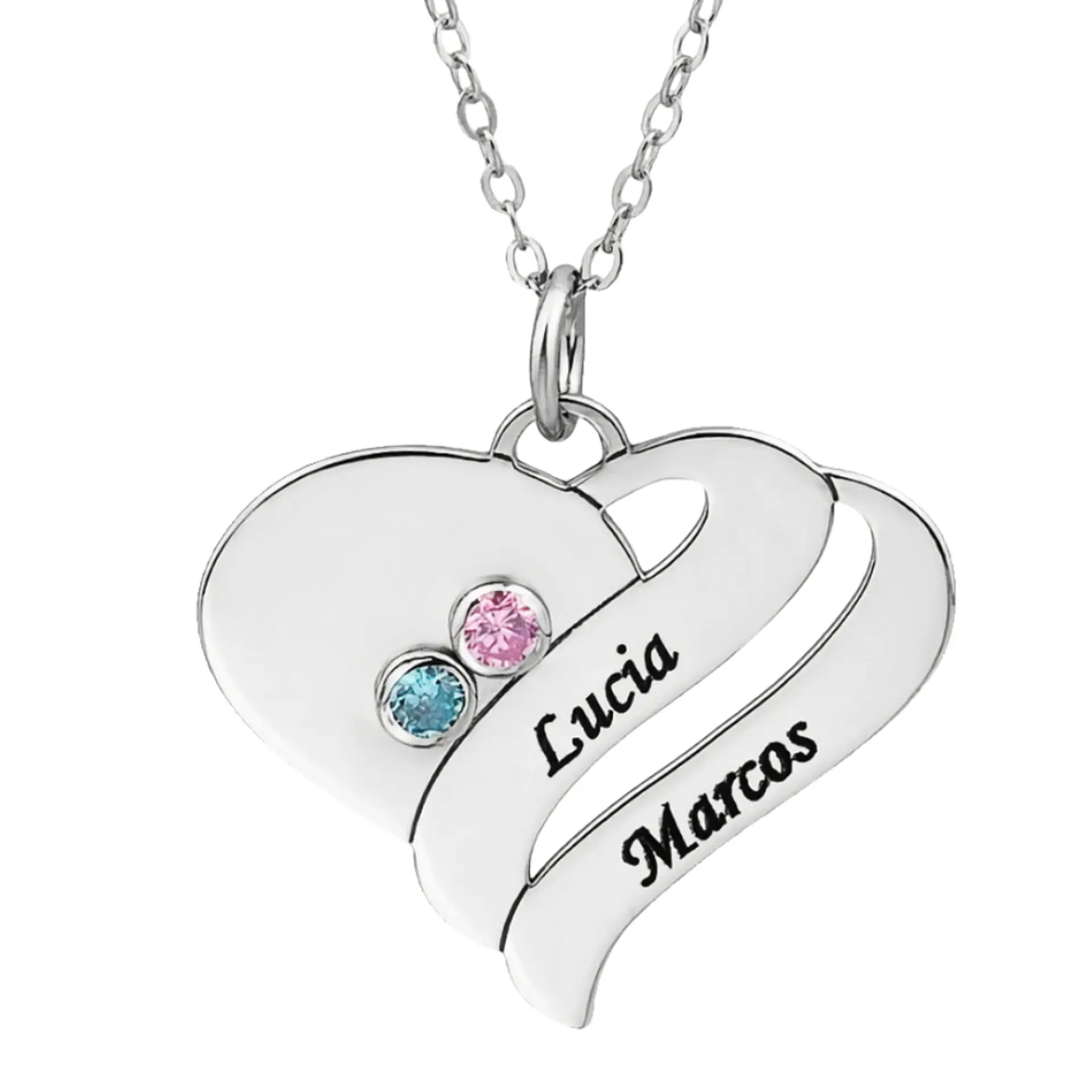 Gargantilla personalizada nombres y zirconitas plata 1