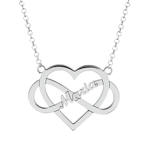 Gargantilla personalizada infinito y corazón con nombre plata 