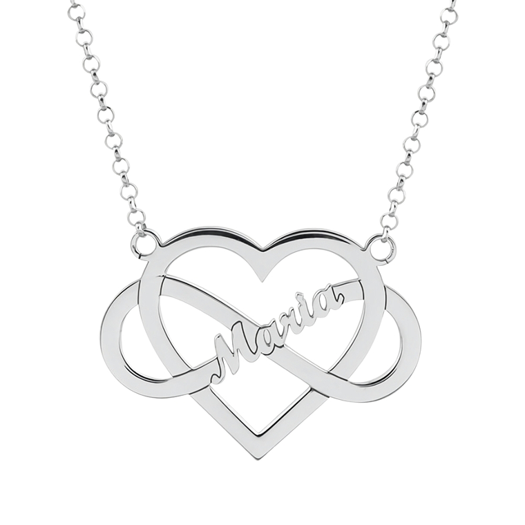 Gargantilla personalizada infinito y corazón con nombre plata  1