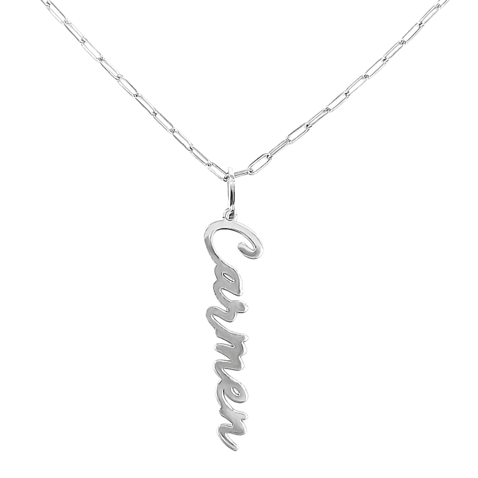 Gargantilla personalizada con nombre vertical plata 1