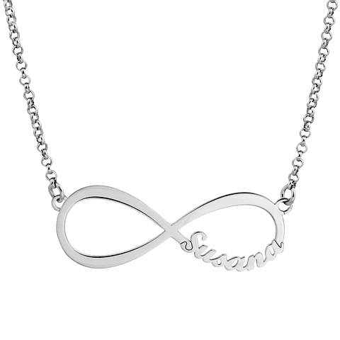 Gargantilla personalizada de infinito con nombre plata 