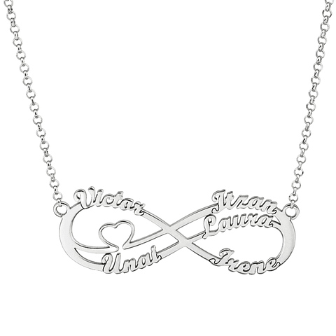 Gargantilla personalizada doble infinitos con nombres plata 