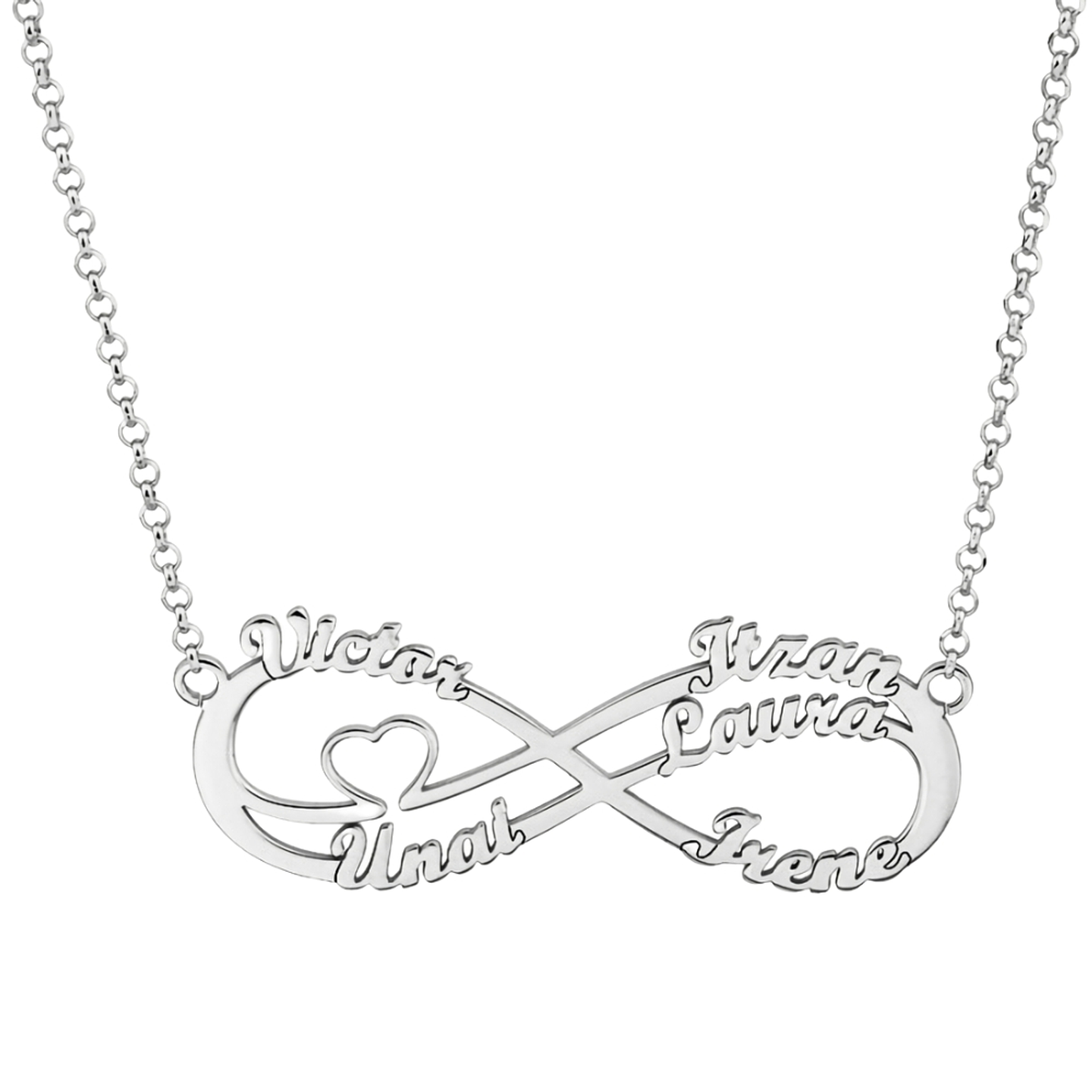 Gargantilla personalizada doble infinitos con nombres plata  1