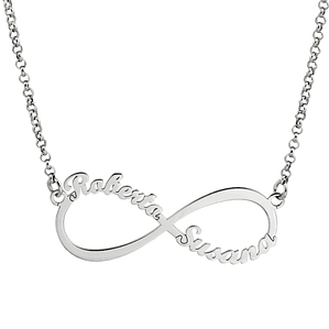 Gargantilla personalizada infinito con nombres en pareja plata