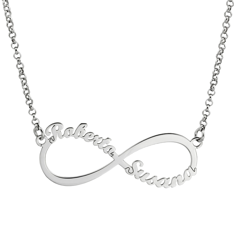 Gargantilla personalizada infinito con nombres en pareja plata 1