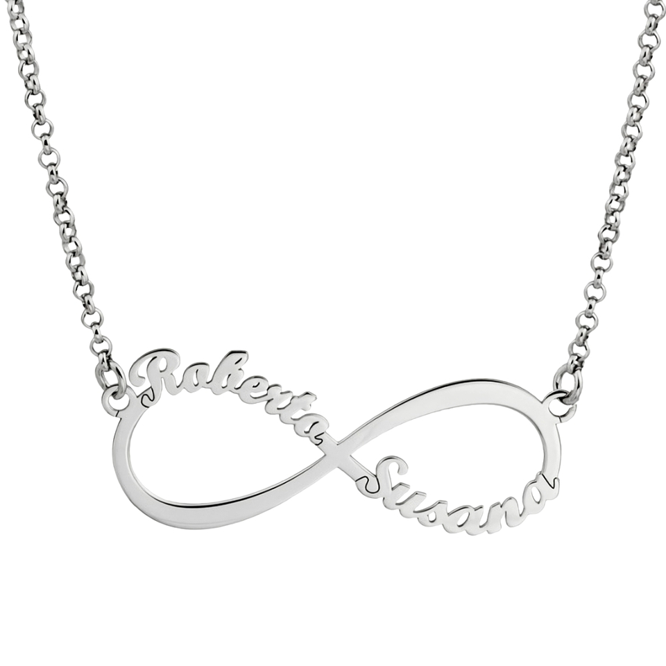 Gargantilla personalizada infinito con nombres en pareja plata 1