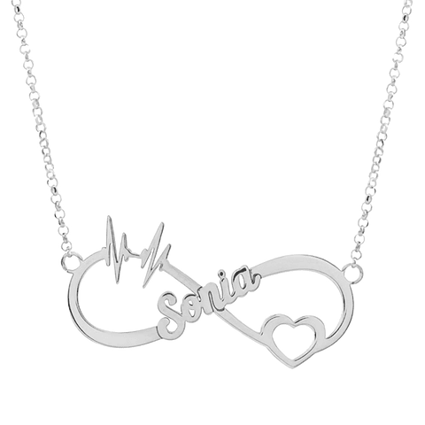 Gargantilla personalizada con nombre y corazón plata 