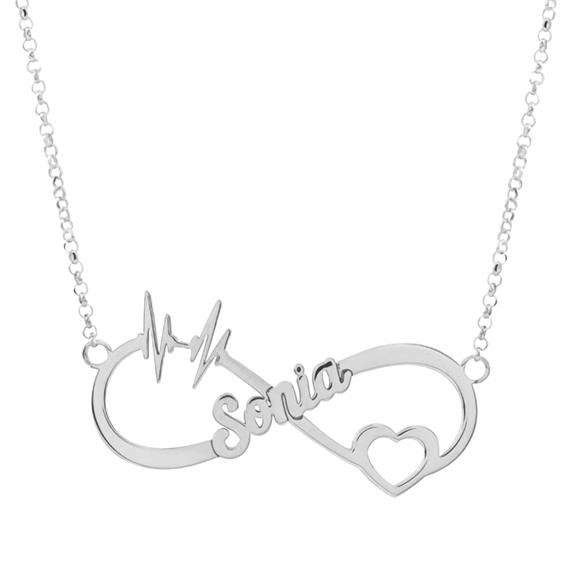 Gargantilla personalizada con nombre y corazón plata  1