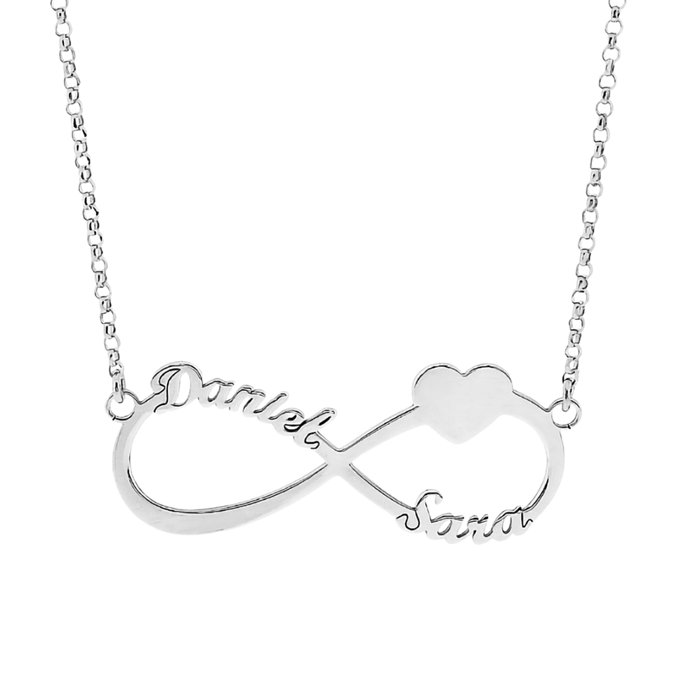 Gargantilla personalizada de infinito con nombres plata  1