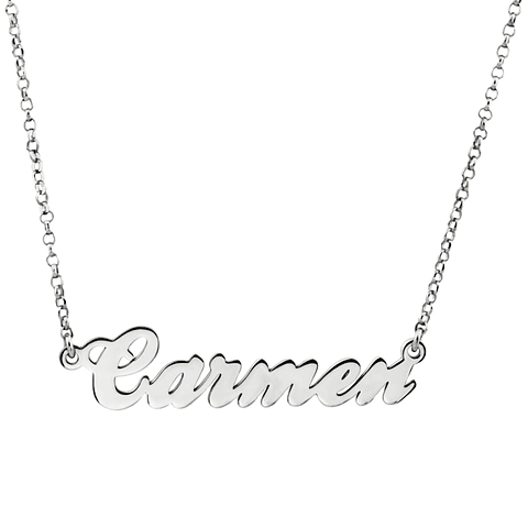 Gargantilla personalizada con nombre horizontal plata