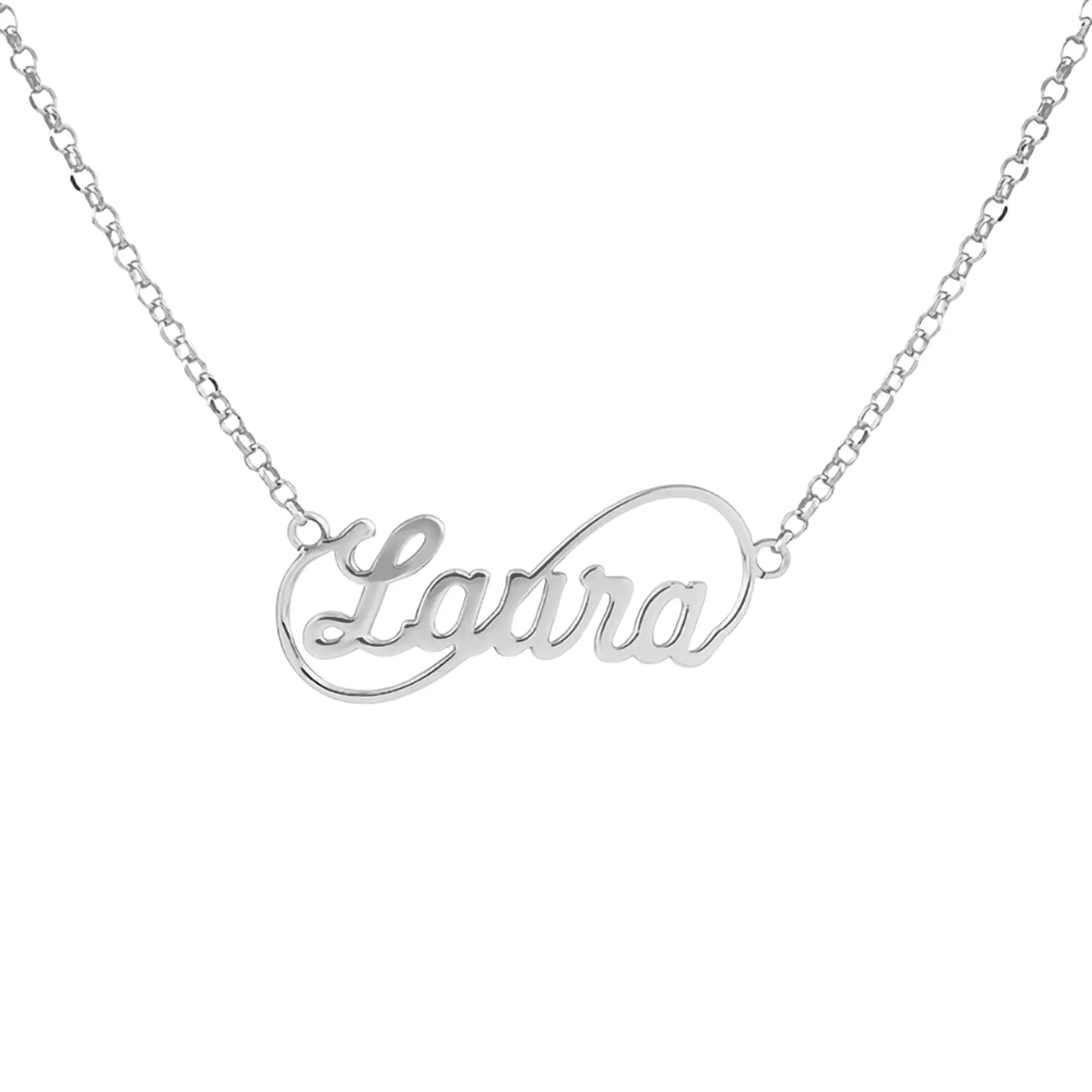 Gargantilla personalizada medio infinito con nombre plata  1