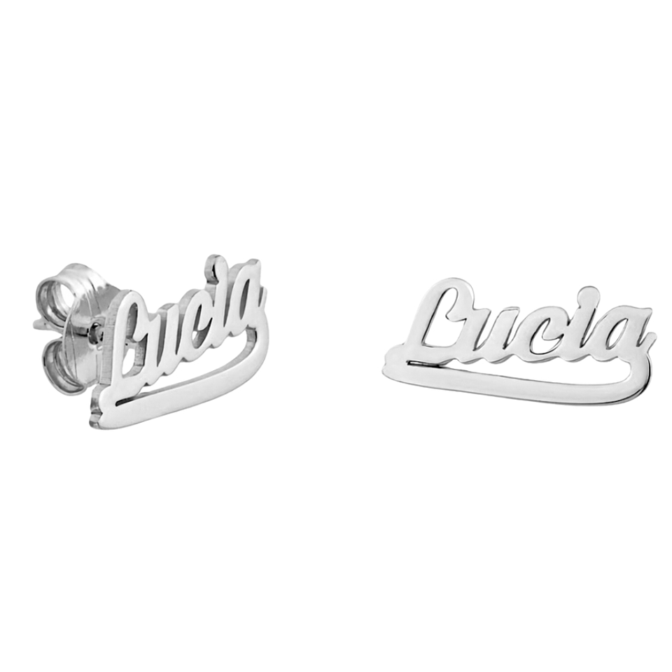 Pendientes personalizados con nombre plata  1