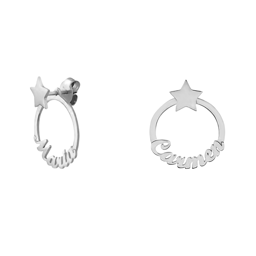 Pendiente personalizado con nombre en forma circular plata 1