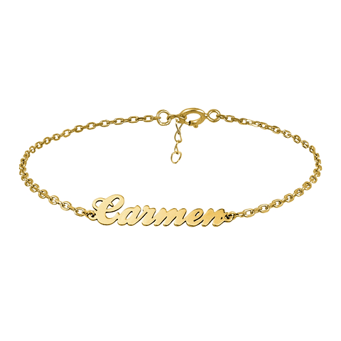 Pulsera personalizada nombre plata con baño de oro 