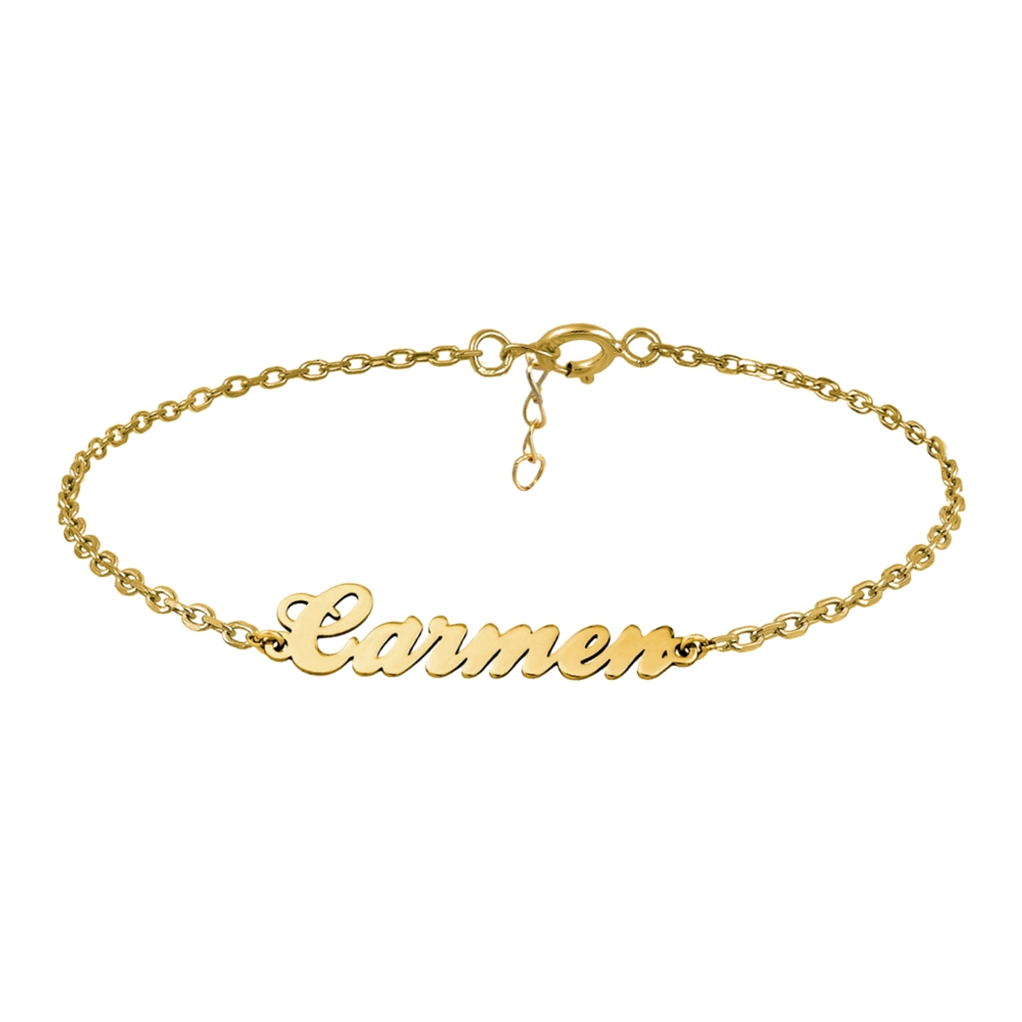 Pulsera personalizada nombre plata con baño de oro  1