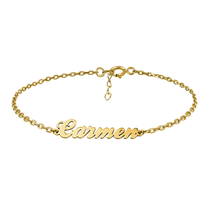 Pulsera personalizada nombre plata con baño de oro 