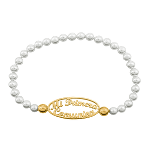 Pulsera personalizada mi primera comunión plata con baño de oro