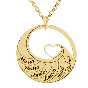 Gargantilla personalizada nombres y corazón plata con baño de oro