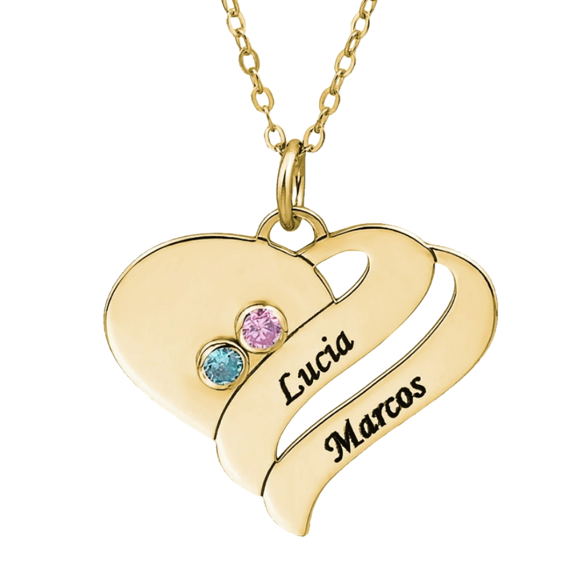 Gargantilla personalizada nombres y zirconitas plata con baño de oro 1