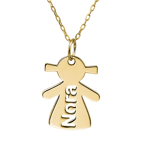 Gargantilla personalizada de niña y nombre plata con baño de oro 