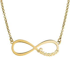Gargantilla personalizada de infinito y nombre plata con baño de oro
