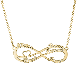 Gargantilla personalizada doble infinitos con nombres plata con baño de oro