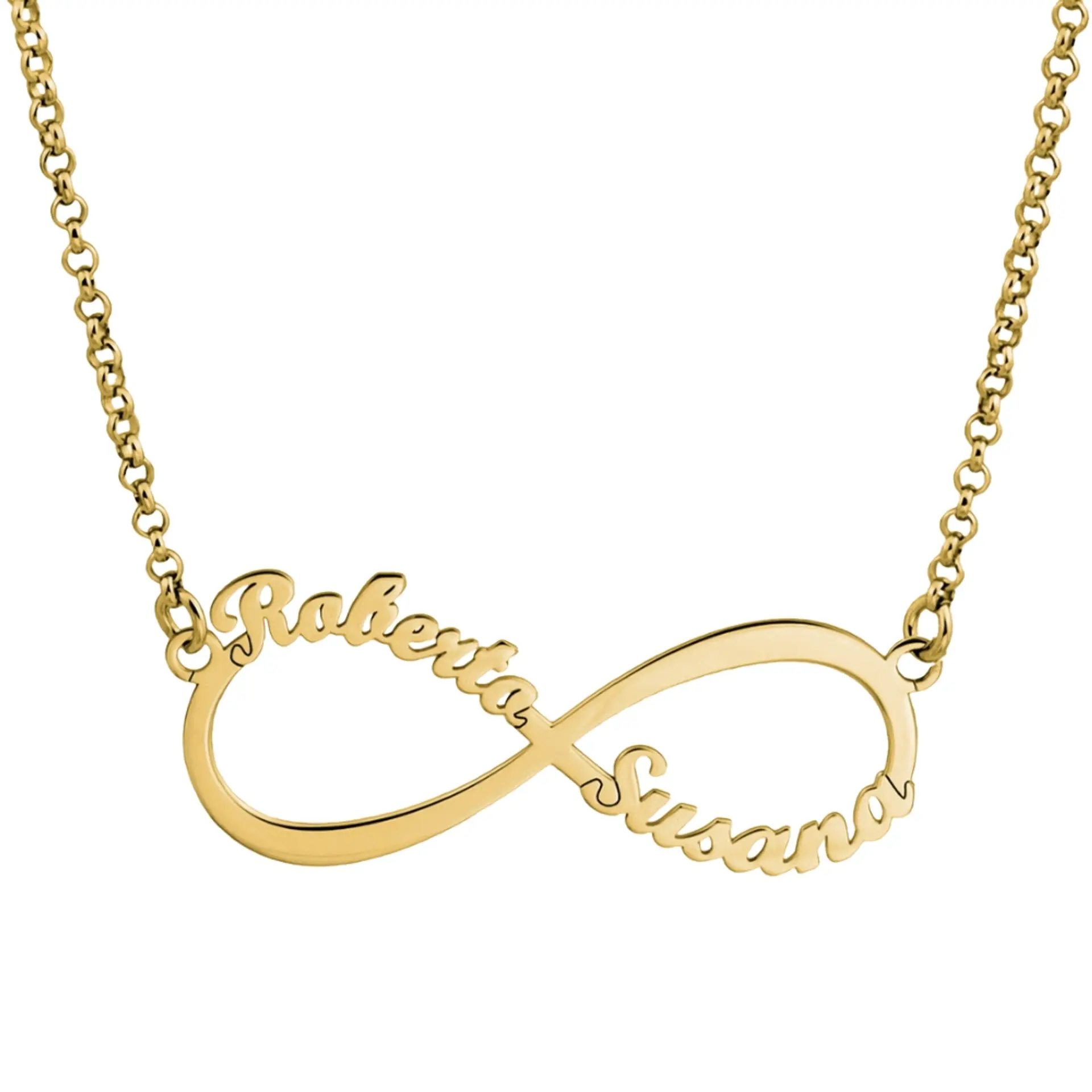 Gargantilla personalizada infinito con nombres en pareja plata 1