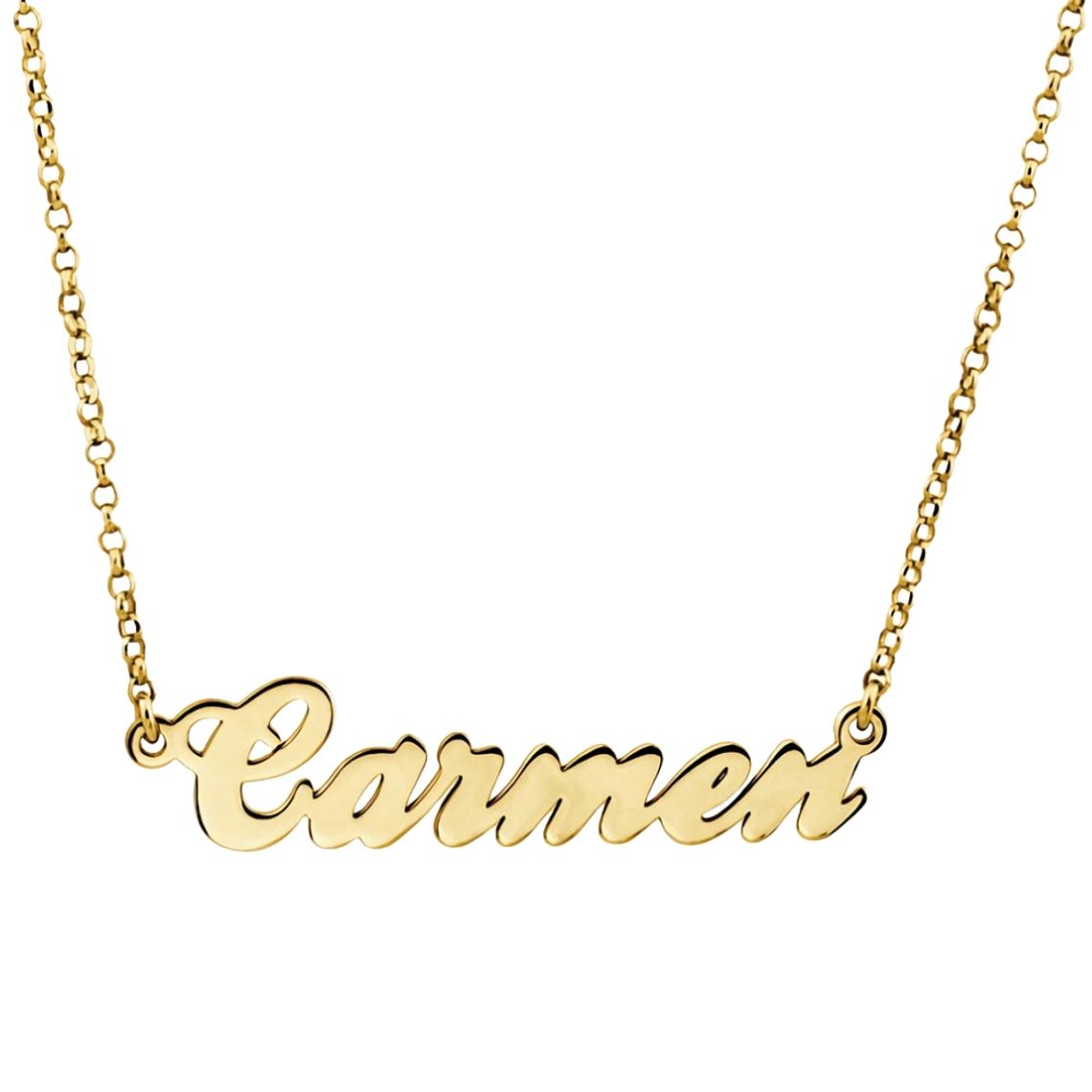 Gargantilla personalizada con nombre horizontal plata baño de oro  1