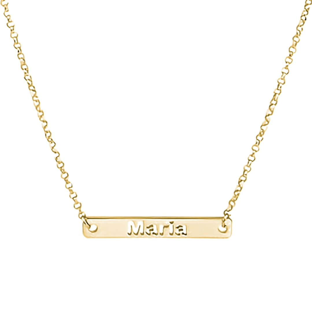 Gargantilla personalizada chapa con nombre plata en baño de oro 1