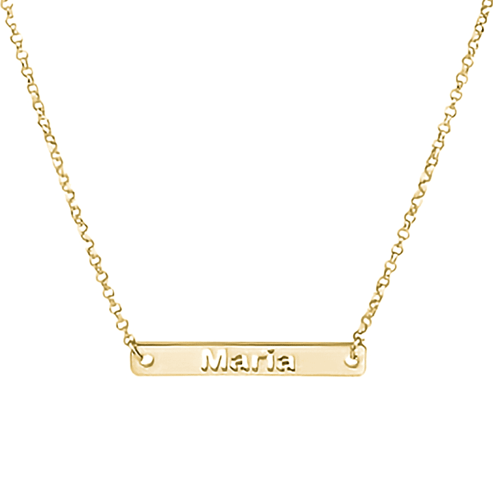 Gargantilla personalizada chapa con nombre plata en baño de oro 1