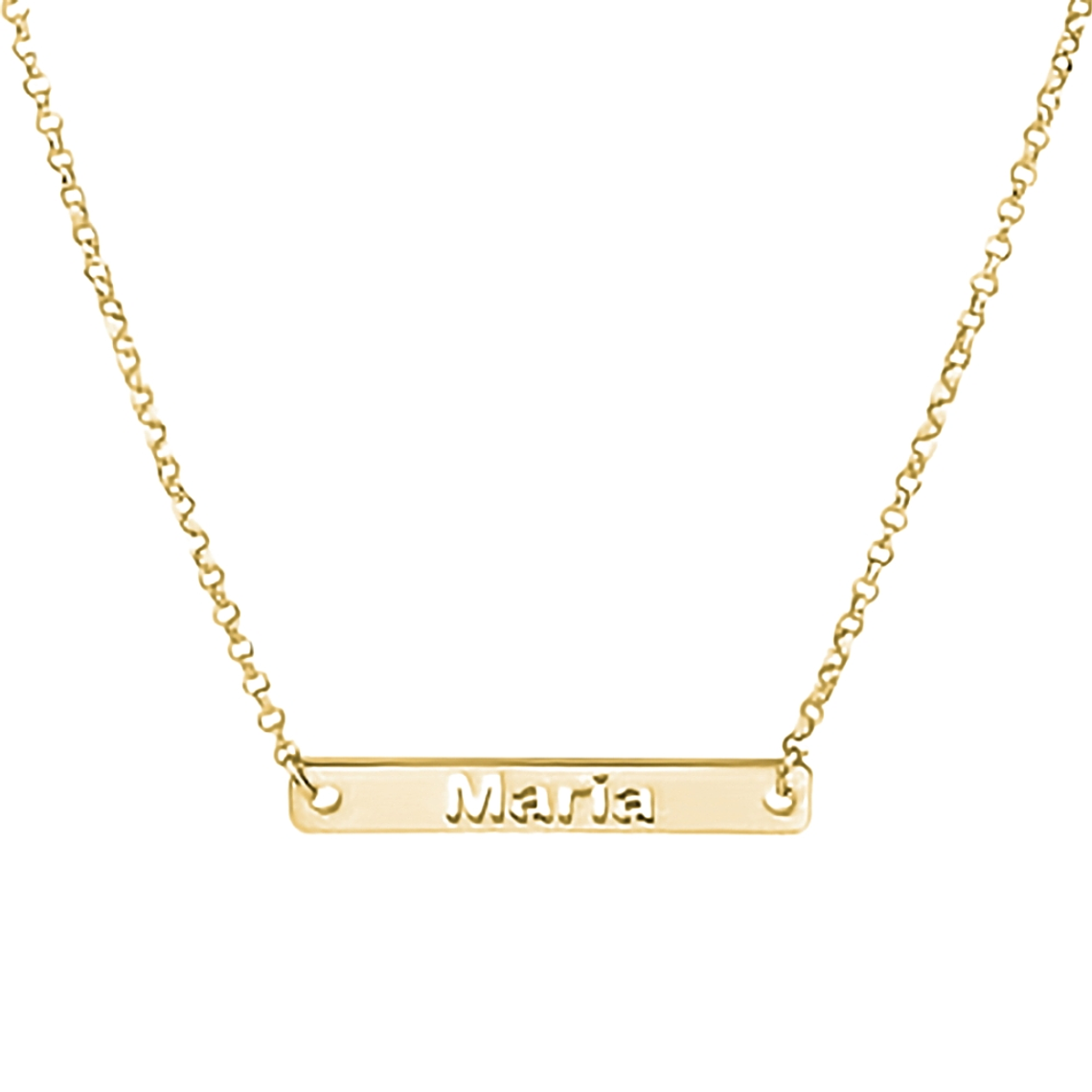 Gargantilla personalizada chapa con nombre plata en baño de oro 1