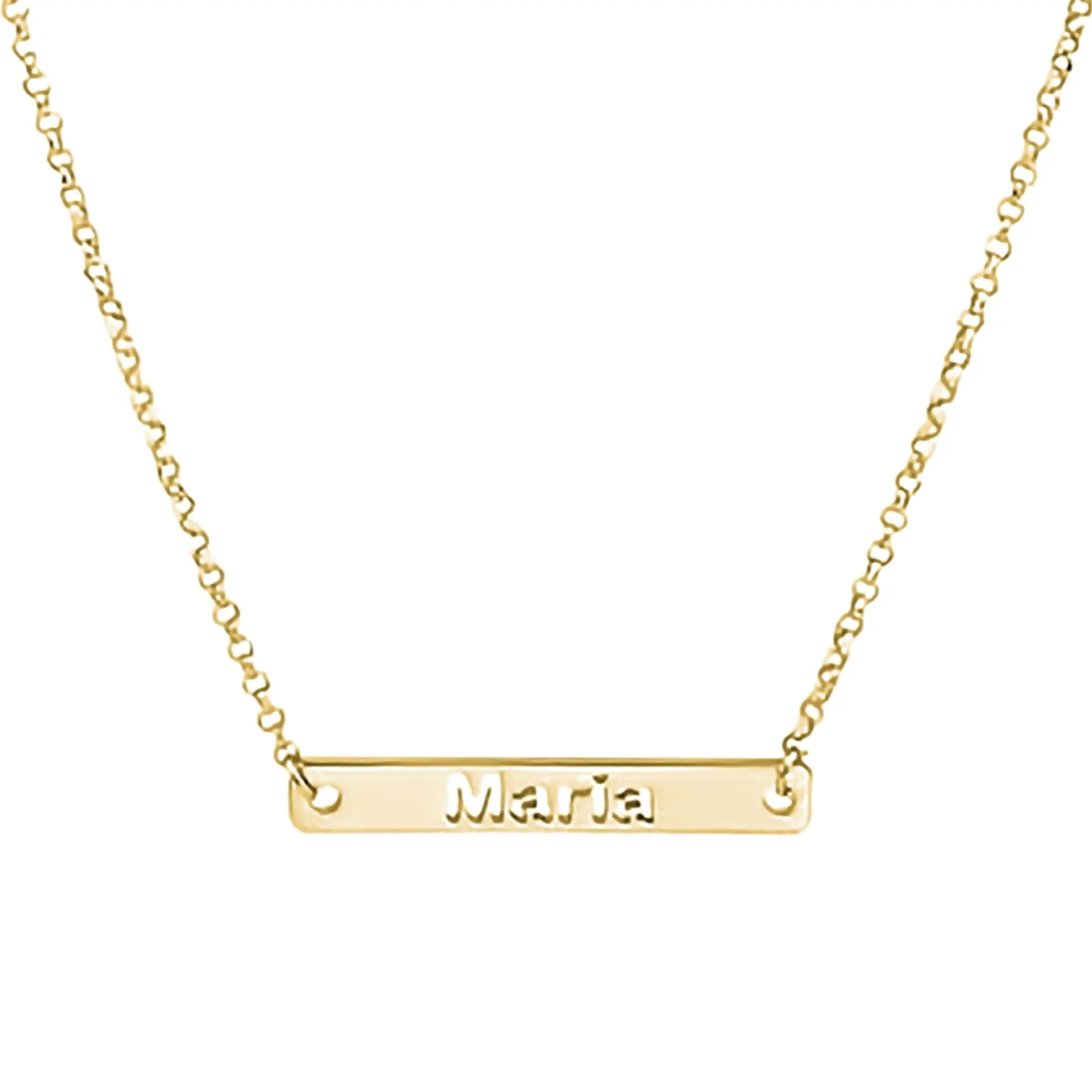 Gargantilla personalizada chapa con nombre plata en baño de oro 1