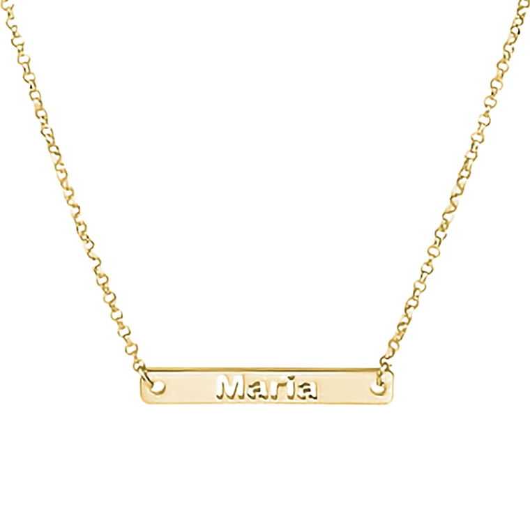 Gargantilla personalizada chapa con nombre plata en baño de oro 1