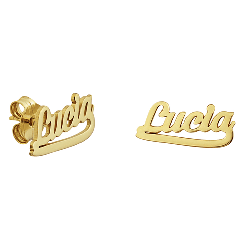 Pendientes personalizados de nombres plata con baño de oro 