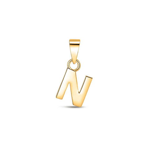 Colgante inicial N con baño de oro