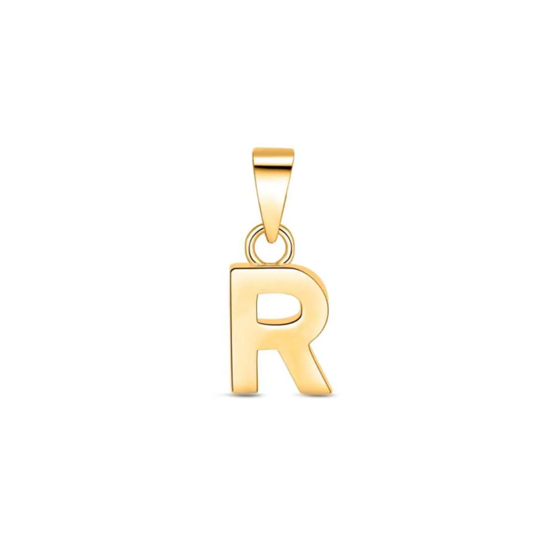 Colgante inicial R con baño de oro 1