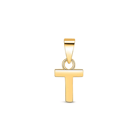 Colgante inicial T con baño de oro